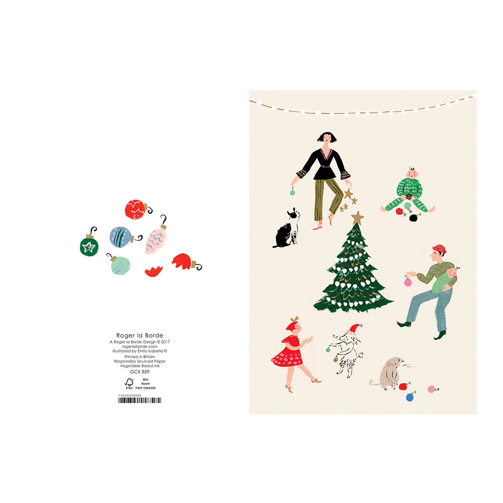 Decorating the Tree Christmas Card Gold Foil + Env 170 mm x 120 mm Roger la Borde