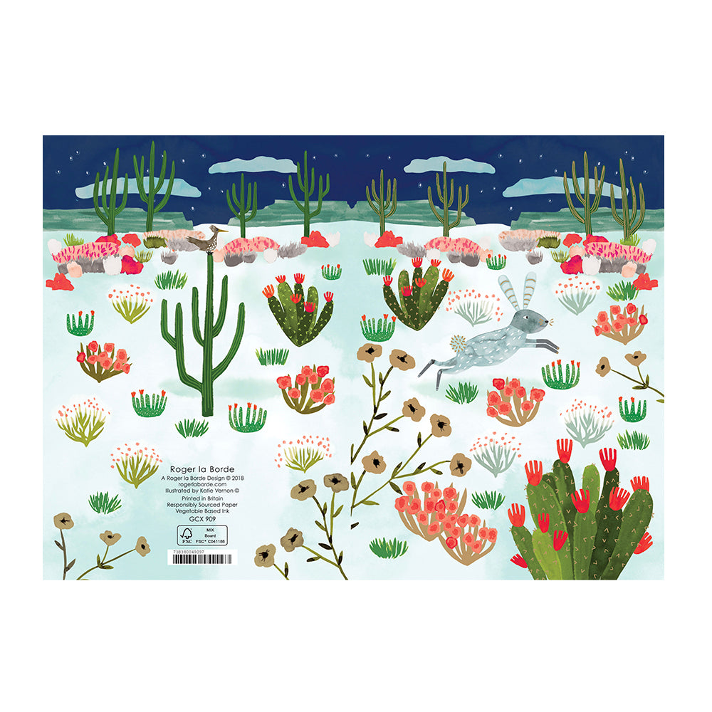 Wild Rabbit in Cactus Land Christmas Card Gold Foil + Env 170 x 120mm Roger la Borde