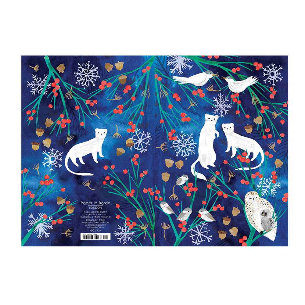 Festive Minks Christmas Card Gold Foil + Env 170 x 120mm Roger la Borde