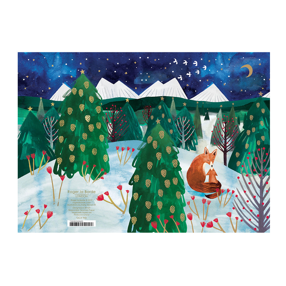 Fox Cub’s First Single Christmas Card Gold Foil + Env 170 x 120mm Roger la Borde