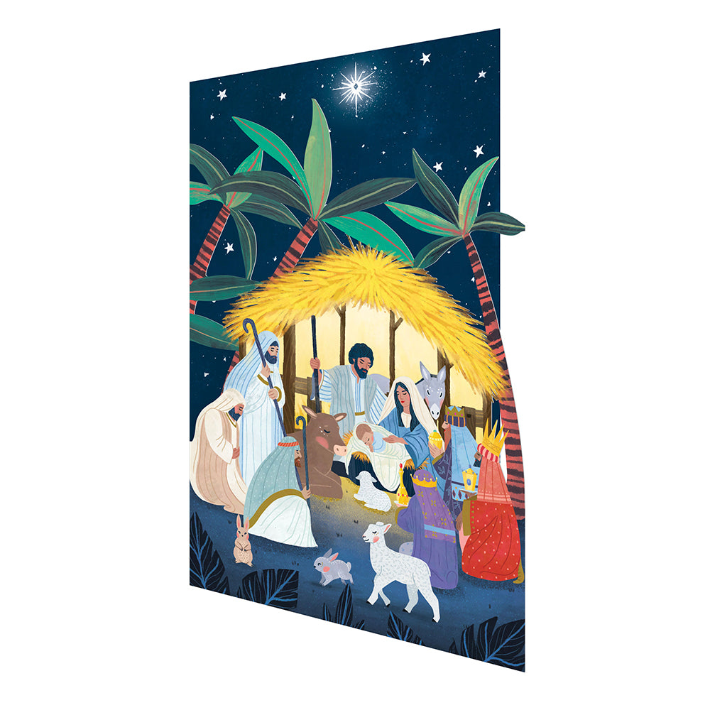 Away in a Manger Laser Cut Christmas Card 5pk 170 x 120 mm Roger la Borde