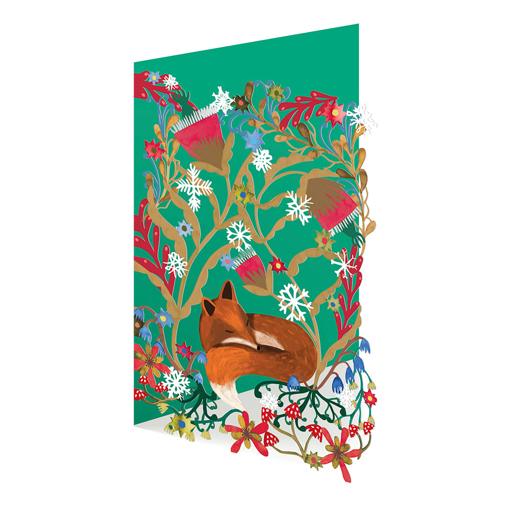 Sleeping Fox Laser Cut Christmas Card 5pk 170 x 120 mm Roger la Borde