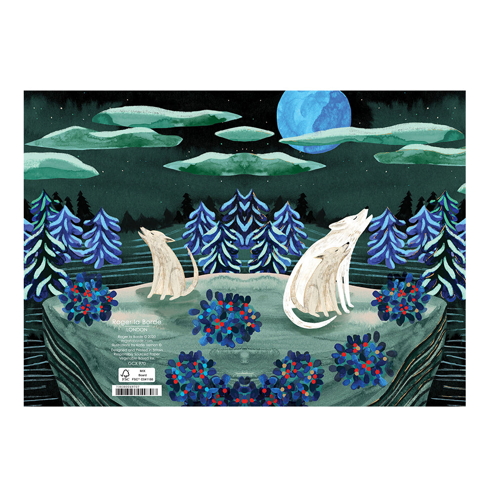 Wolves Howling Gold Foil Christmas Card 5 pack 170 x 120 mm Roger la Borde