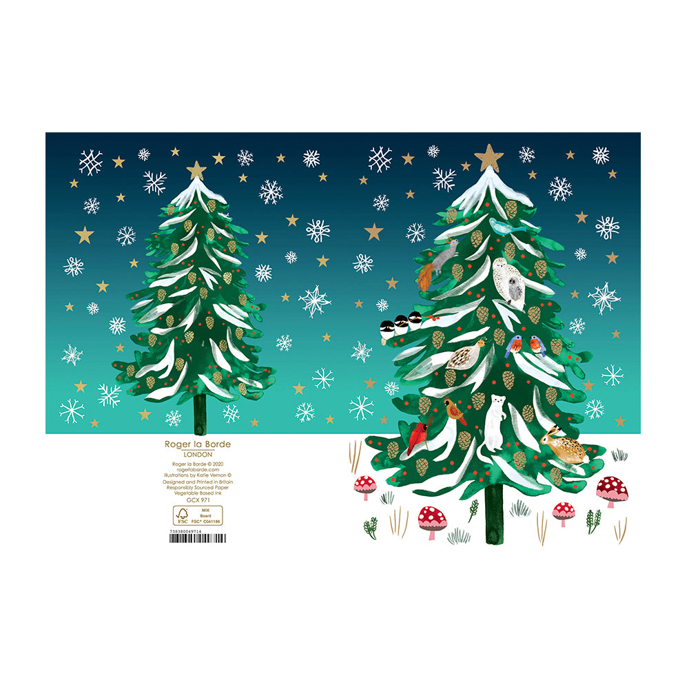 Wild Winter Forest Gold Foil Christmas Card 5 pack 170 x 120 mm Roger la Borde