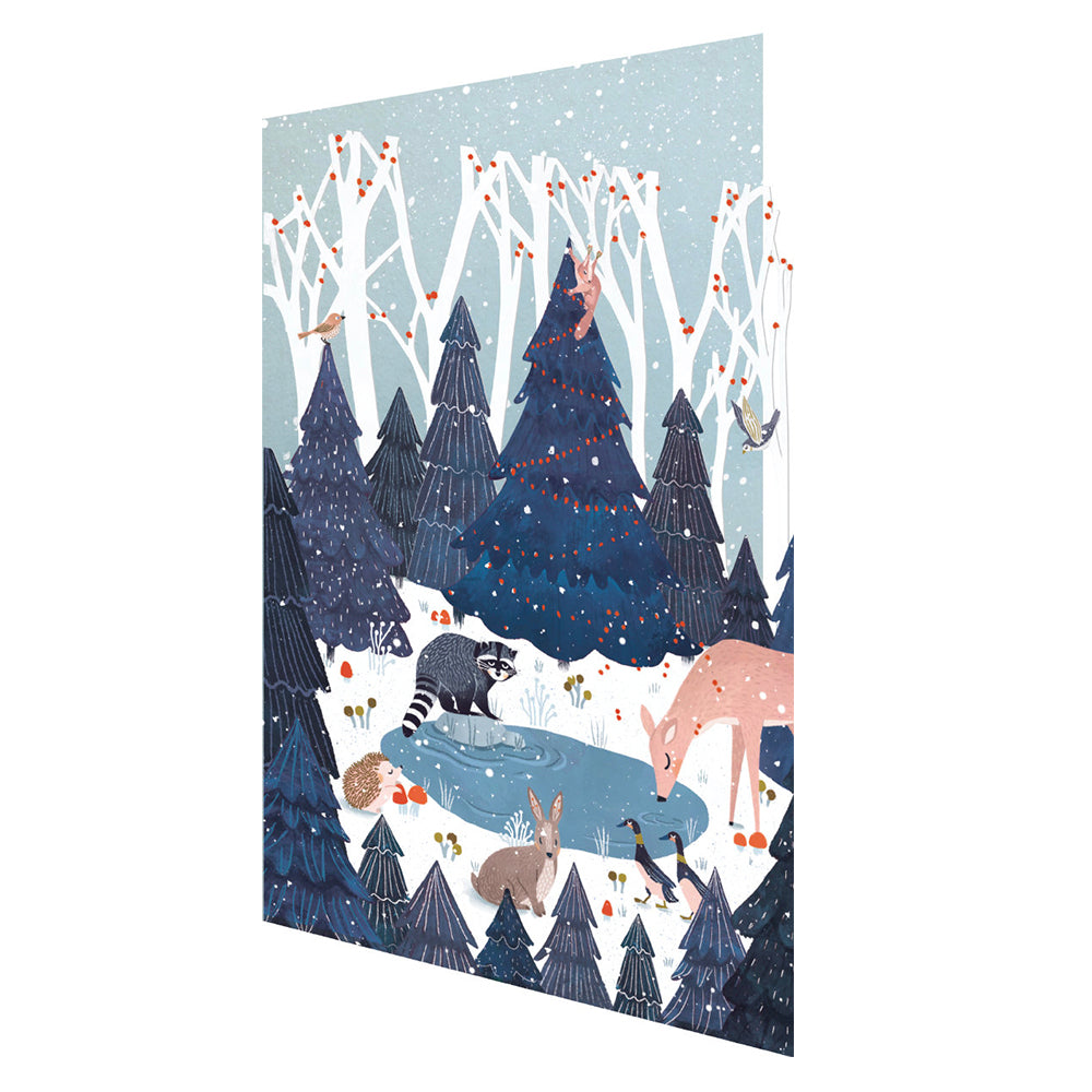 Hollow Tree Magical Pond Laser Cut Christmas Card 5pk 170 x 120 mm Roger la Borde