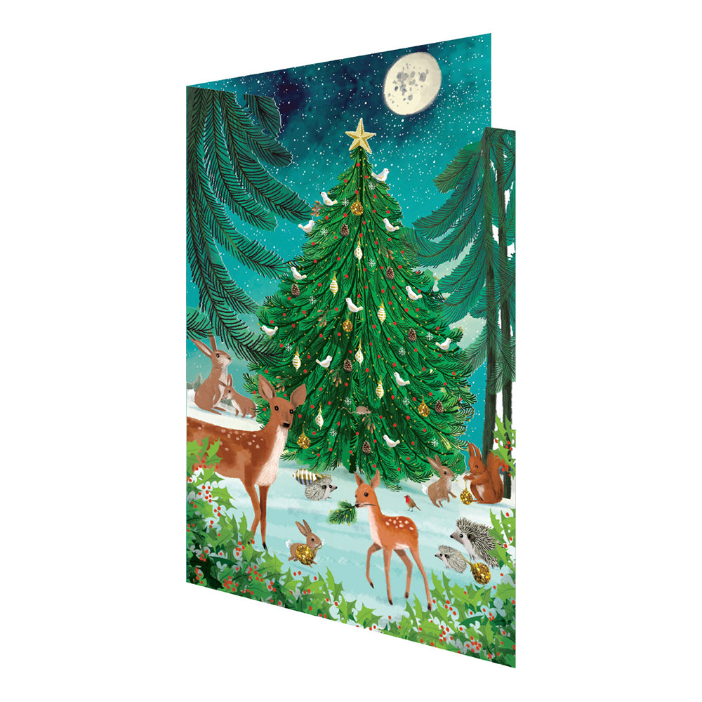 Deer and Tree Heart of the Forest Laser Cut Christmas Card 5pk 170 x 120 mm Roger la Borde