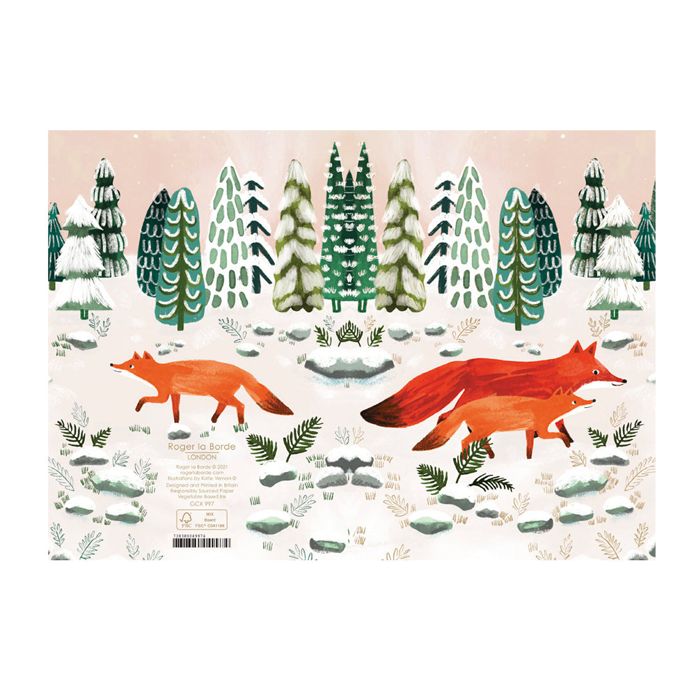 Fox and Cub Gold Foil Christmas Card 5 pack 170 x 120 mm Roger la Borde