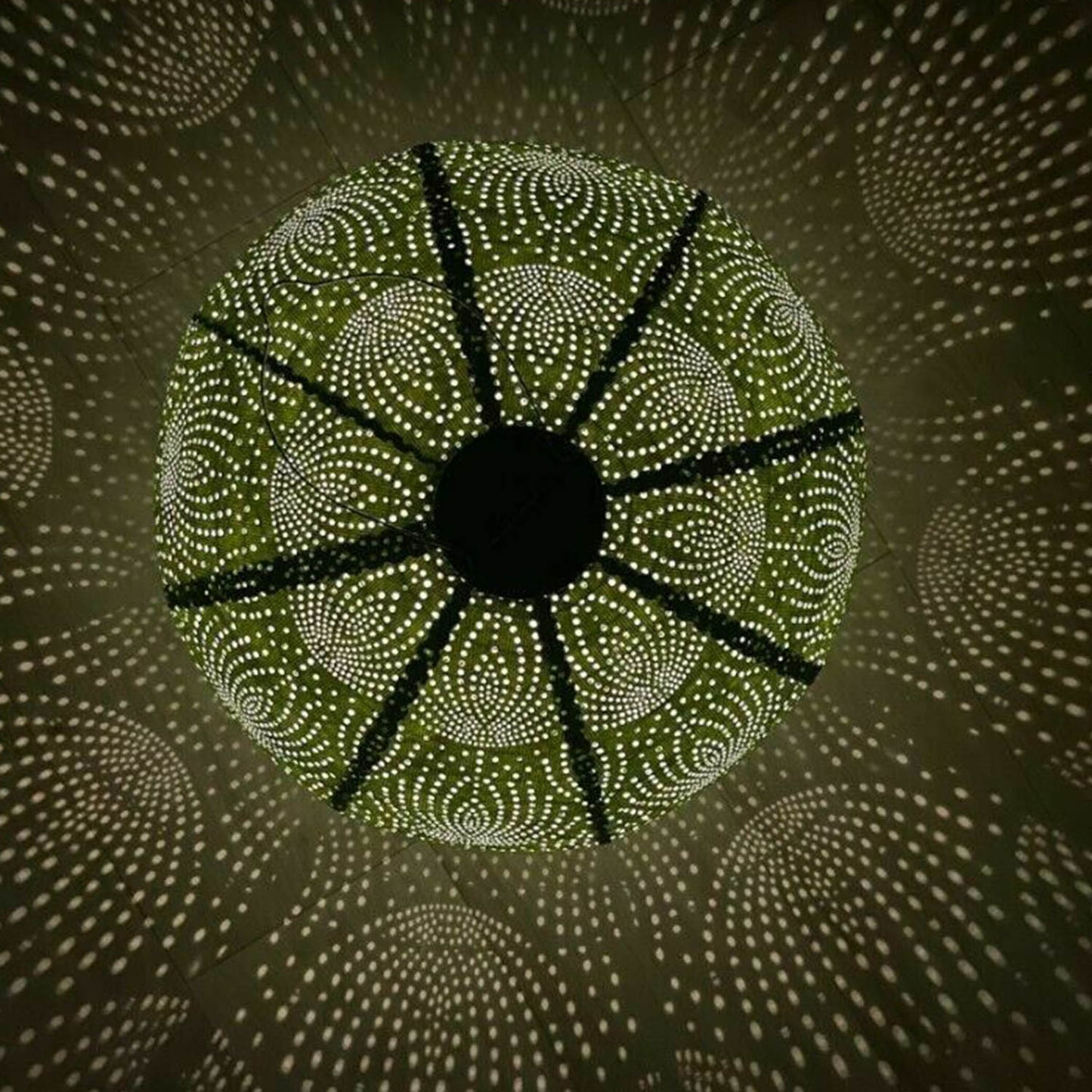 Solar Lantern - Green Anenome Oval 40cm