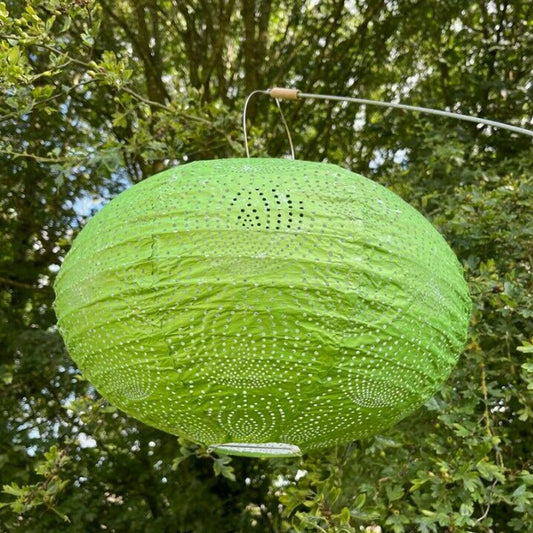 Solar Lantern - Green Anenome Oval 40cm