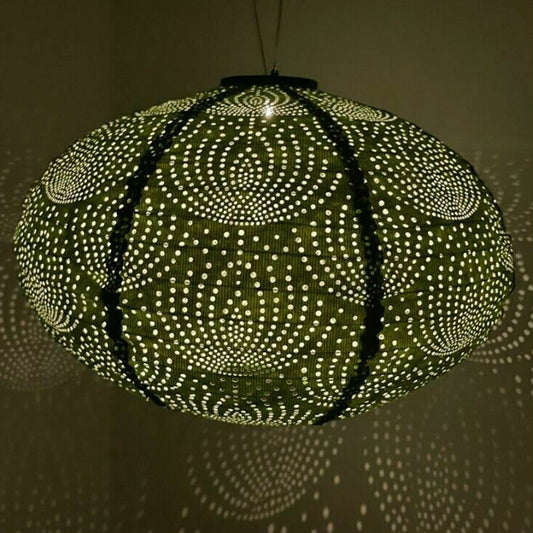 Solar Lantern - Green Anenome Oval 40cm