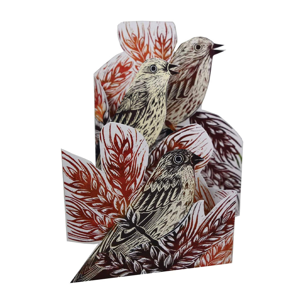 Corn Bunting Trifold Judy Lumley Greetings Card from Lino Cut Designs with envelope