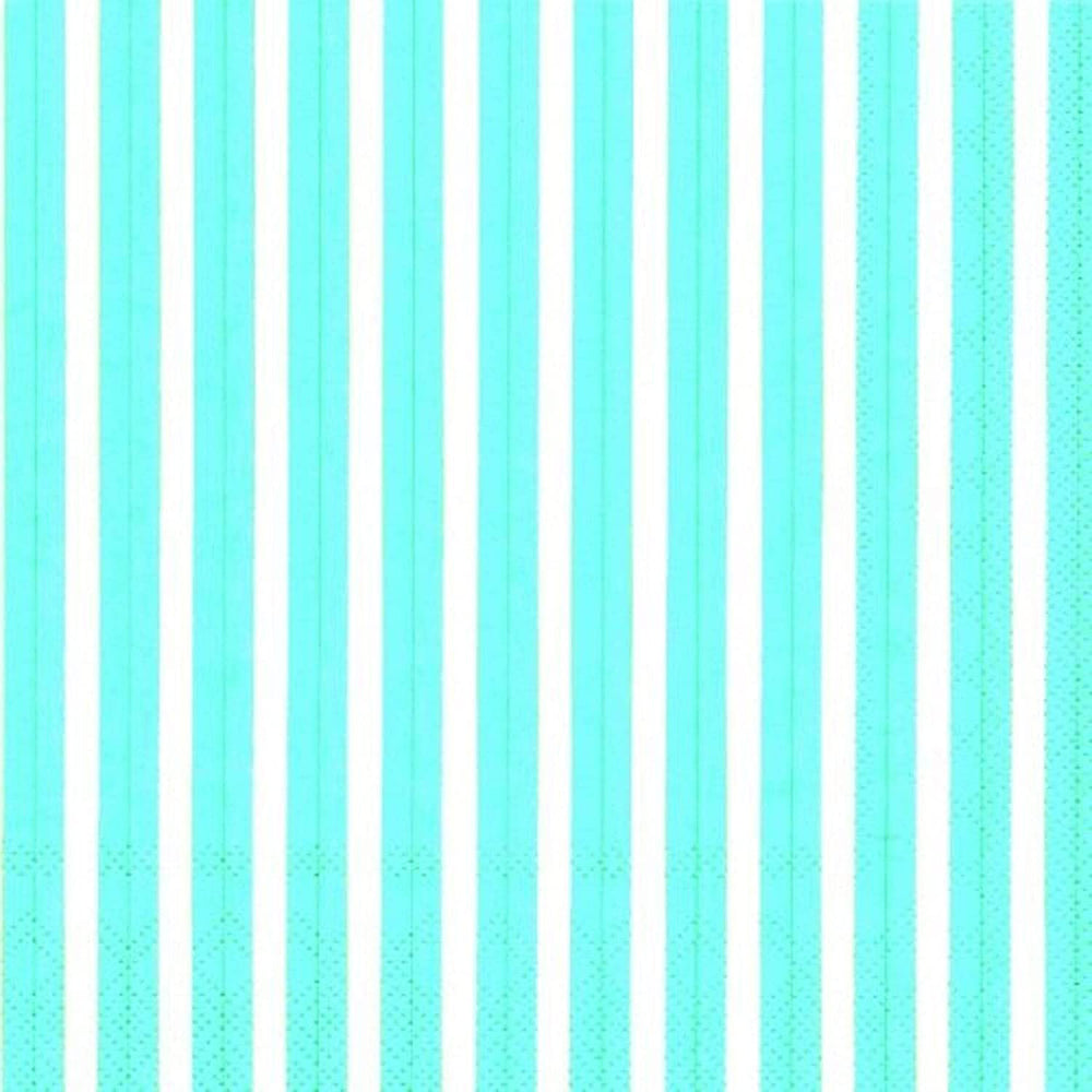 Stripes Again Turquoise White IHR Paper Lunch Napkins 33 cm sq 3 ply 20 pack
