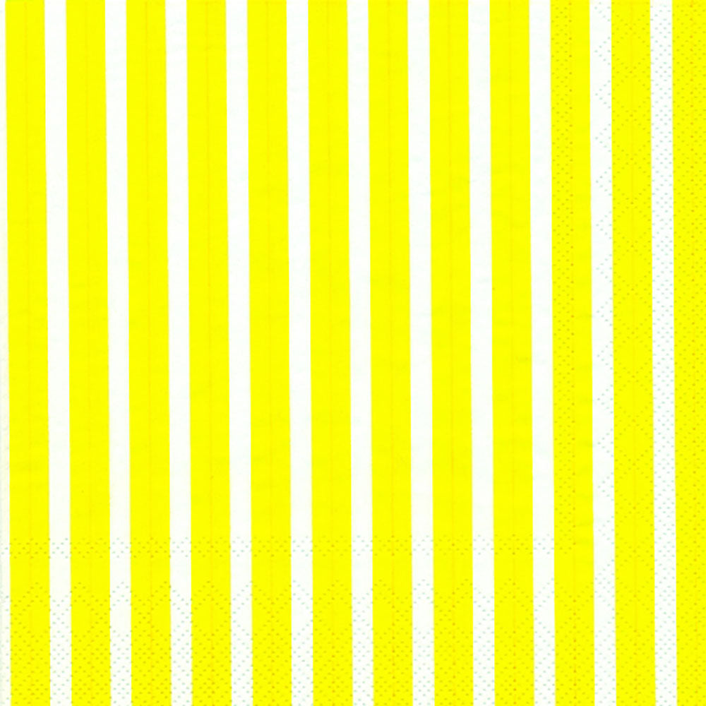 Stripes Again Yellow White IHR Paper Lunch Napkins 33 cm sq 3 ply 20 pack