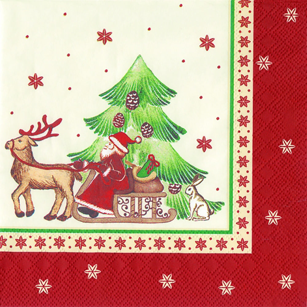 V & B Christmas Bakery Scene Cream Red IHR Paper Lunch Napkins 33 cm sq 3 ply 20 pack