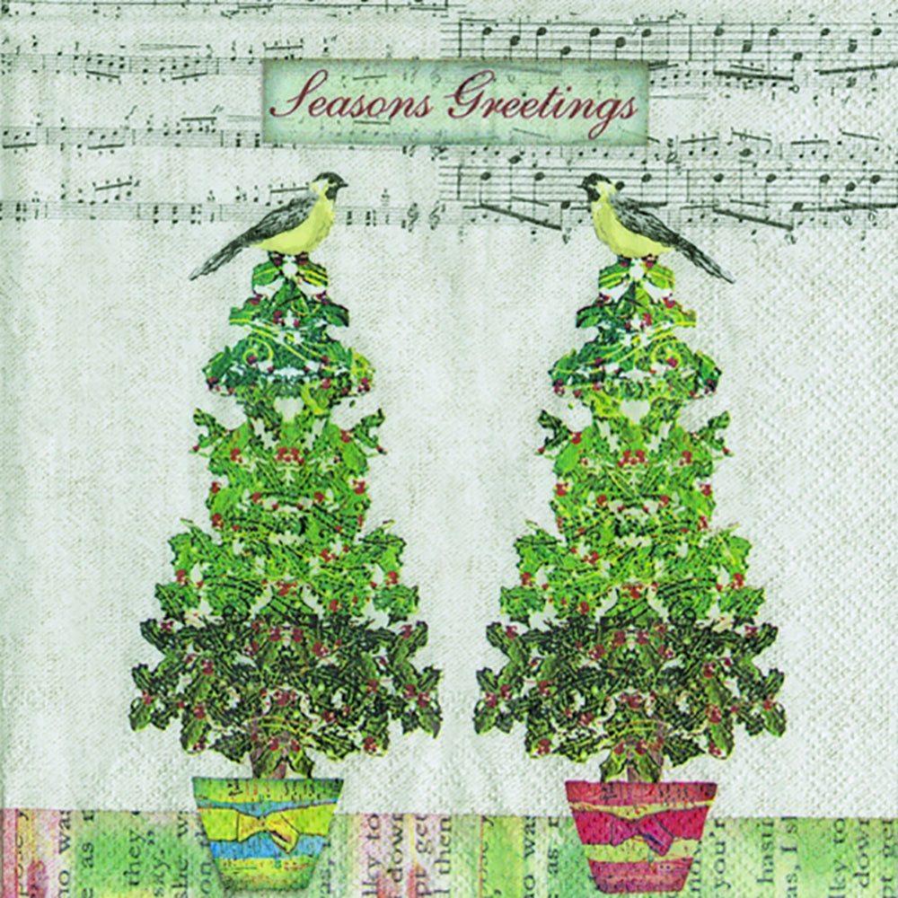 Twitter Birds Green Trees Birds Music IHR Paper Lunch Napkins 33 cm sq 3 ply 20 pack
