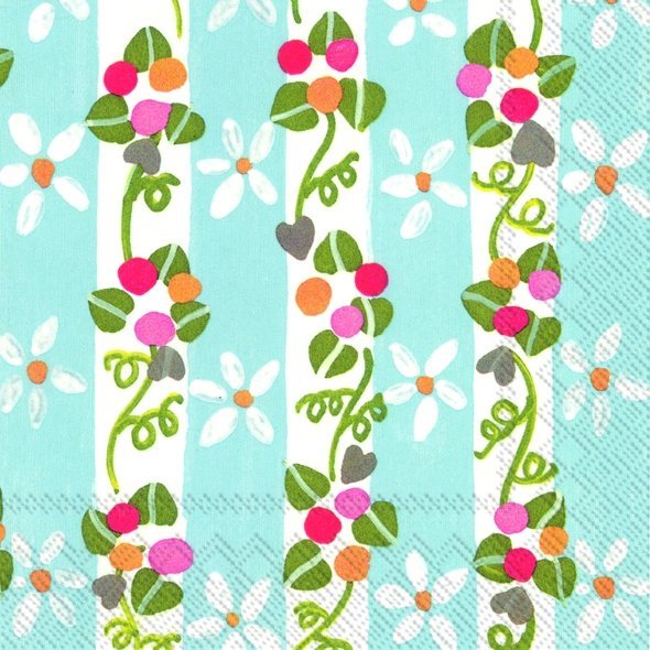 Daisy Cottage Light Blue Flowers IHR Paper Lunch Napkins 33 cm sq 3 ply 20 pack