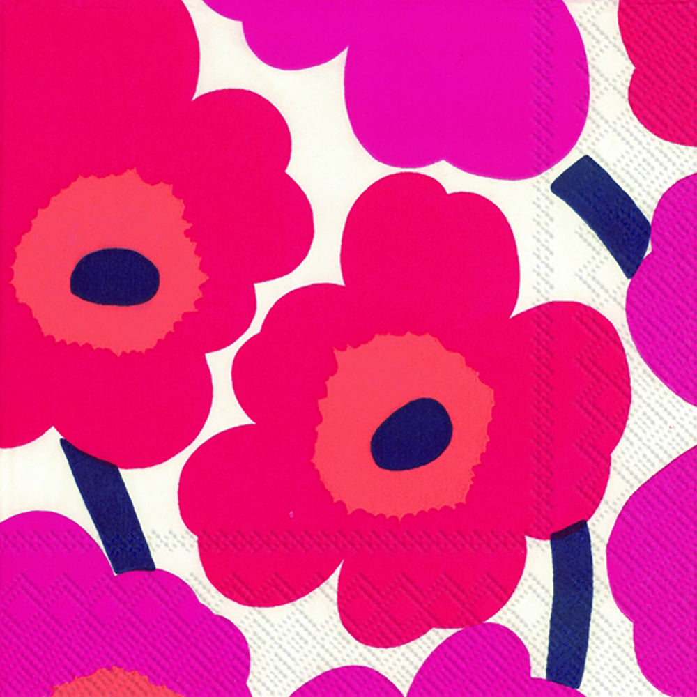 Marimekko UNIKKO Red Big Flowers IHR Paper Lunch Napkins 33 cm sq 3 ply 20 pack