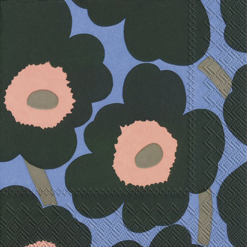 Marimekko UNIKKO Green Blue Big Flowers IHR Paper Lunch Napkins 33 cm sq 3 ply 20 pack
