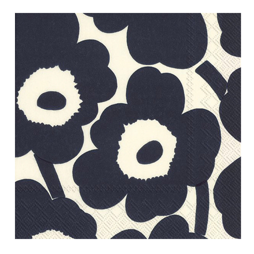 Marimekko Unikko Dark Blue Nature Flowers IHR Paper Lunch Napkins 33 cm sq 3 ply 20 pack