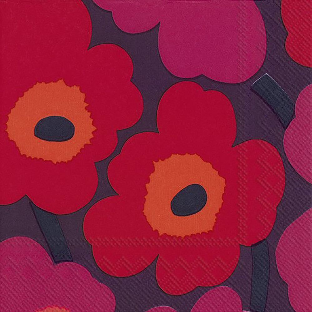 Marimekko UNIKKO Mauve Big Flowers IHR Paper Lunch Napkins 33 cm sq 3 ply 20 pack