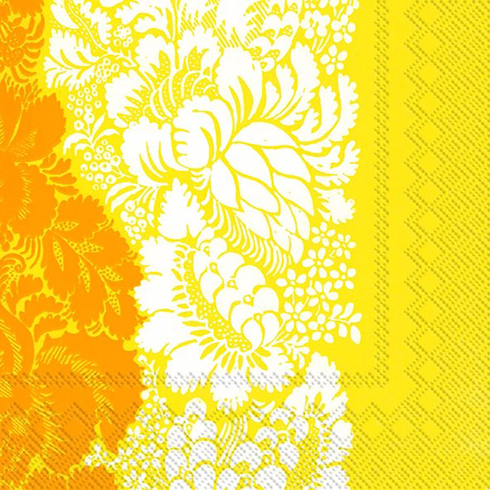 Marimekko ANANAS Yellow Leaves IHR Paper Lunch Napkins 33 cm sq 3 ply 20 pack