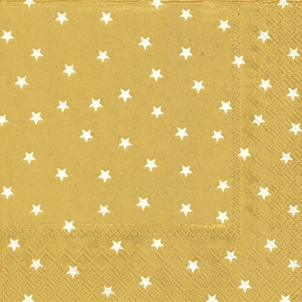 LITTLE STARS Gold White IHR Paper Lunch Napkins 33 cm sq 3 ply 20 pack