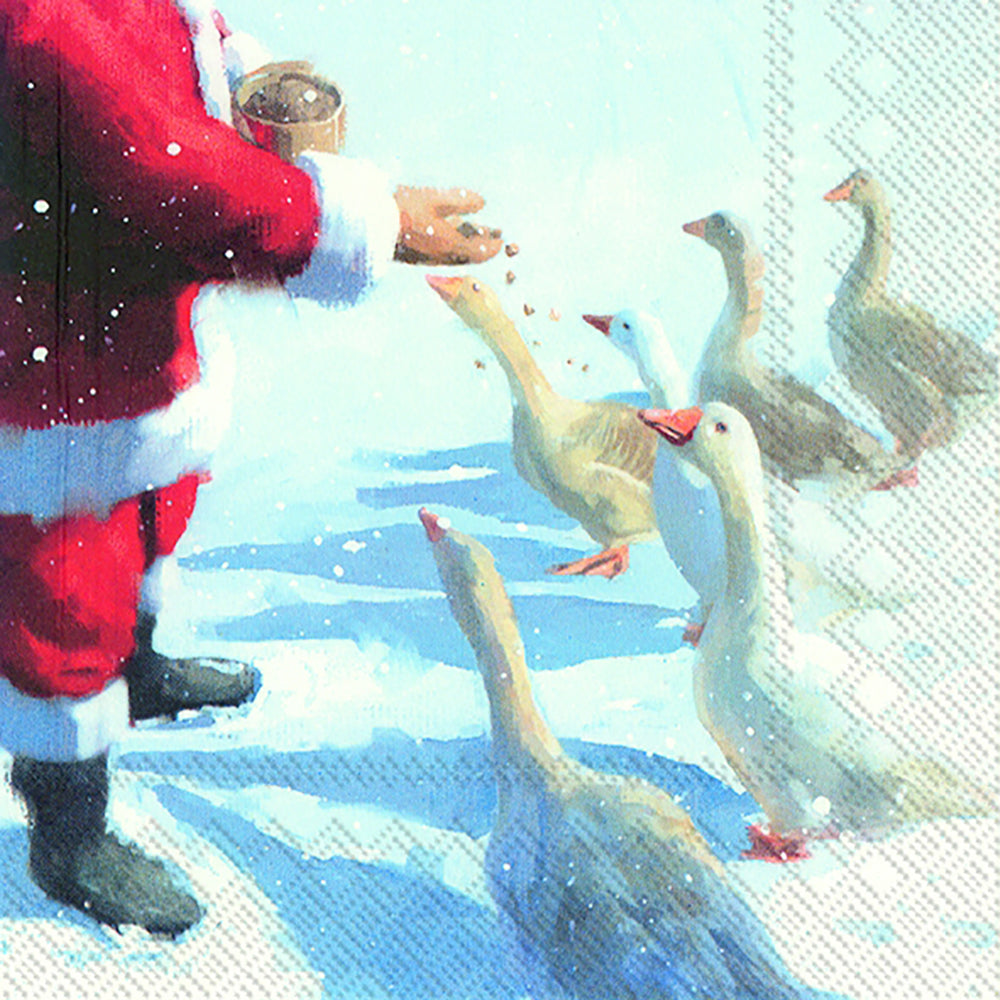Goose and Santa Christmas IHR Paper Lunch Napkins 33 cm sq 3 ply 20 pack