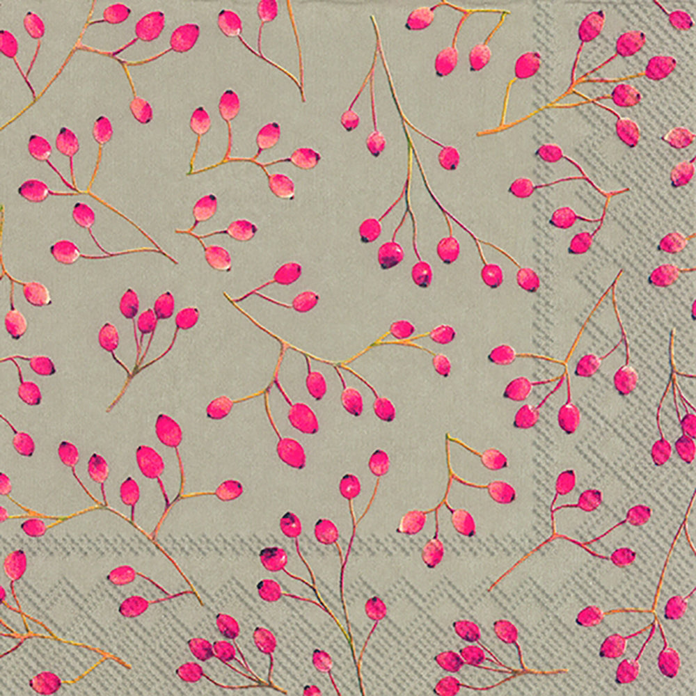 Belle Linen Red Berries IHR Paper Lunch Napkins 33 cm sq 3 ply 20 pack
