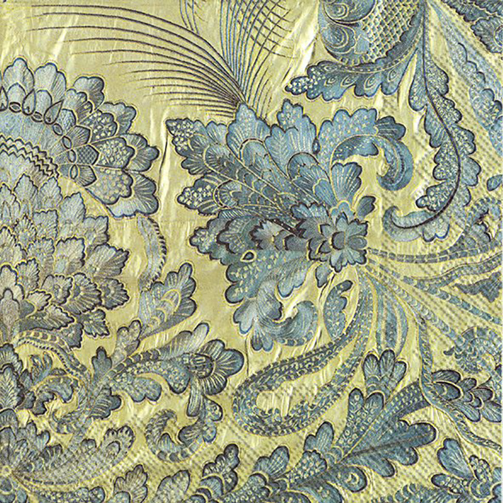 Bed Cover of White Satin Gold Silver Floral Pattern IHR Paper Lunch Napkins 33 cm sq 3 ply 20 pack