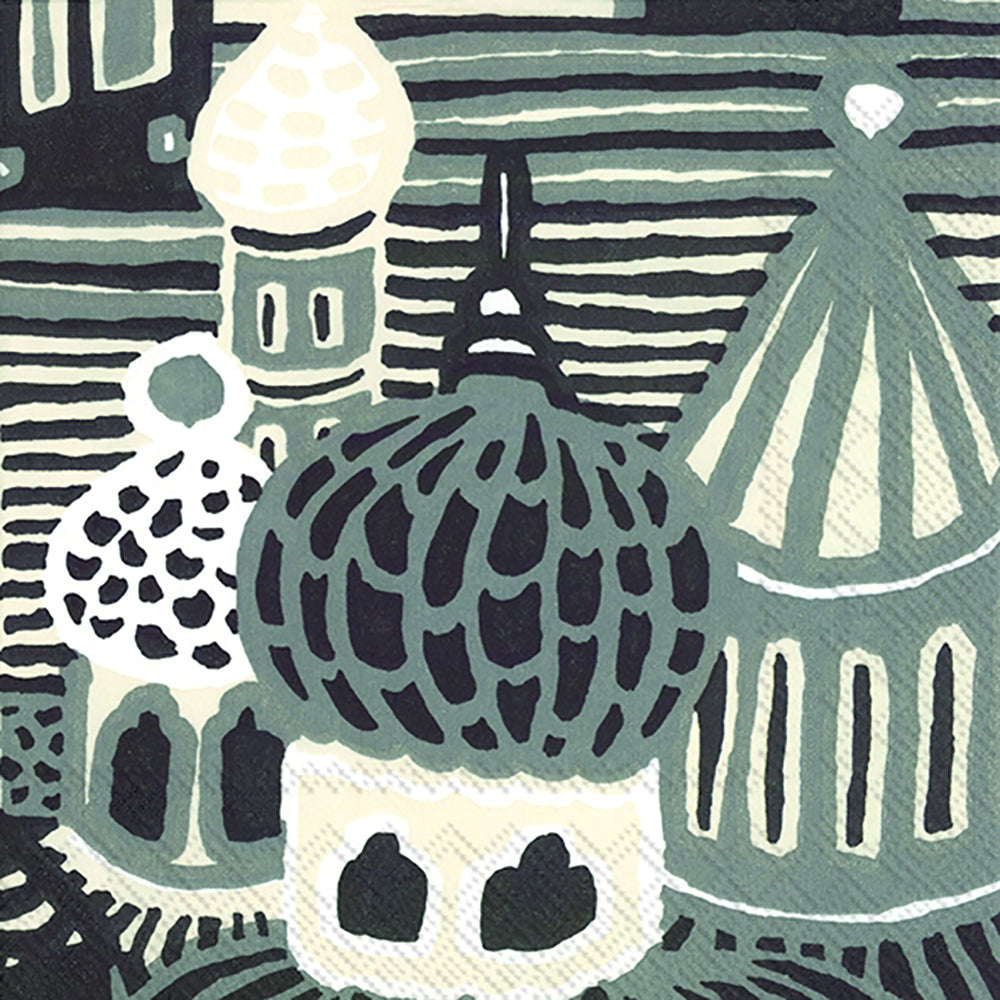 Marimekko Kumiseva Grey Buildings IHR Paper Lunch Napkins 33 cm sq 3 ply 20 pack