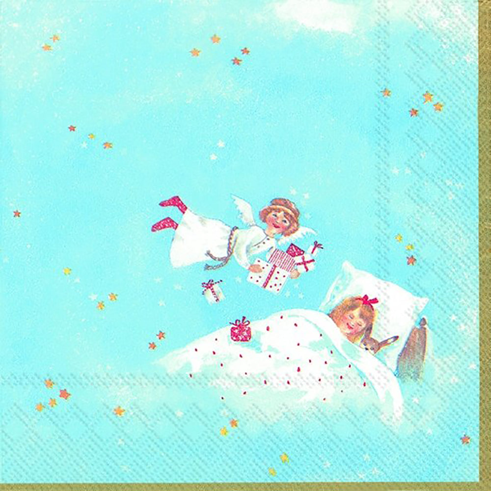 DREAMING OF CHRISTMAS Light Blue Angel IHR Paper Lunch Napkins 33 cm sq 3 ply 20 pack