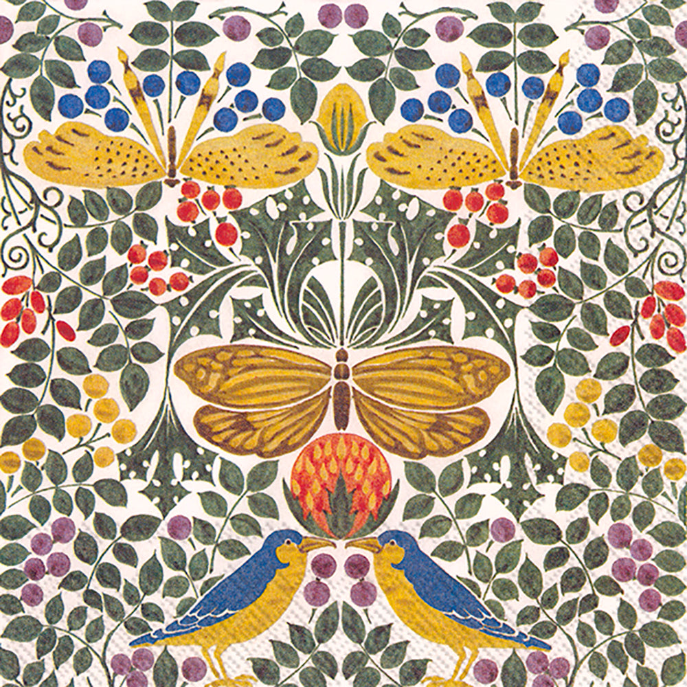 BIRDS AND BUTTERFLIES (V&A) Floral Patterned IHR Paper Lunch Napkins 33 cm sq 3 ply 20 pack