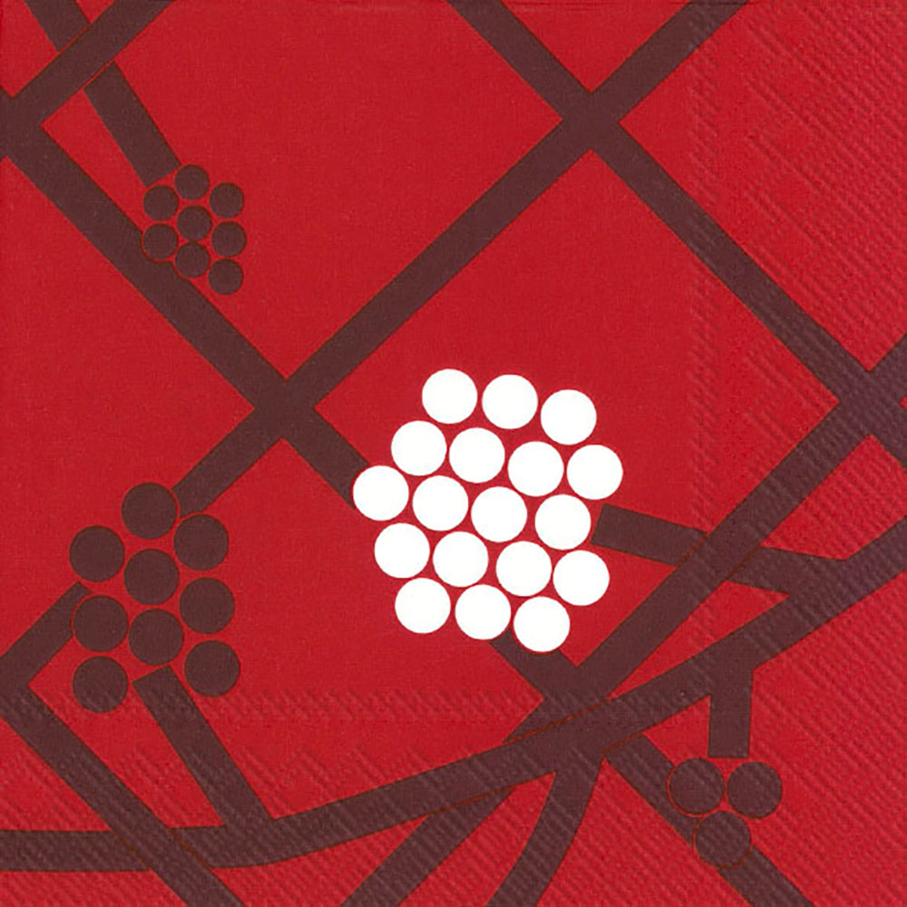 Marimekko HORTENSIE red Floral HR Paper Lunch Napkins 33 cm sq 3 ply 20 pack
