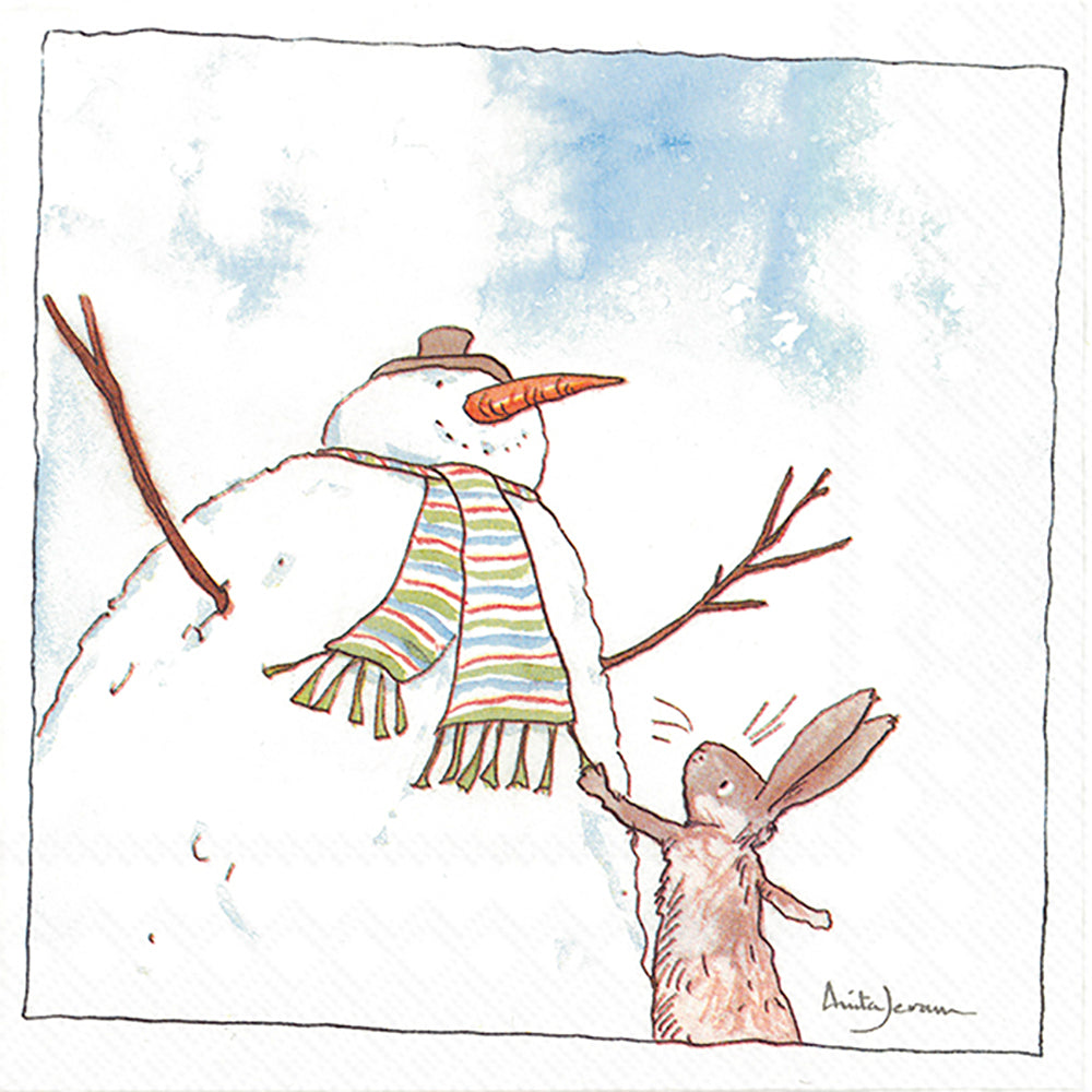 HELLO SNOWMAN White Rabbit IHR Paper Lunch Napkins 33 cm sq 3 ply 20 pack
