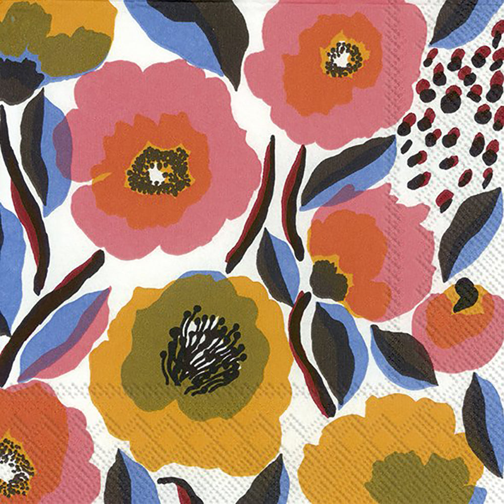 Marimekko ROSARIUM white rose Flowers IHR Paper Lunch Napkins 33 cm sq 3 ply 20 pack