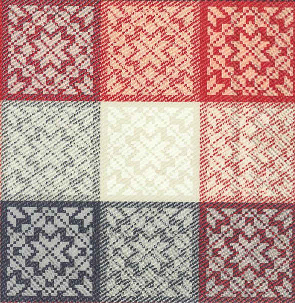 BRENDA Red White Grey Tiles IHR Paper Lunch Napkins 33 cm sq 3 ply 20 pack