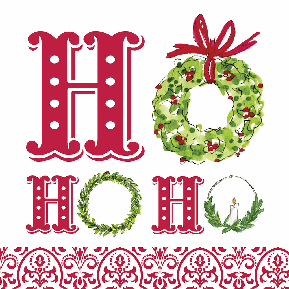 X-MAS HOHOHO White Red Christmas IHR Paper Lunch Napkins 33 cm sq 3 ply 20 pack