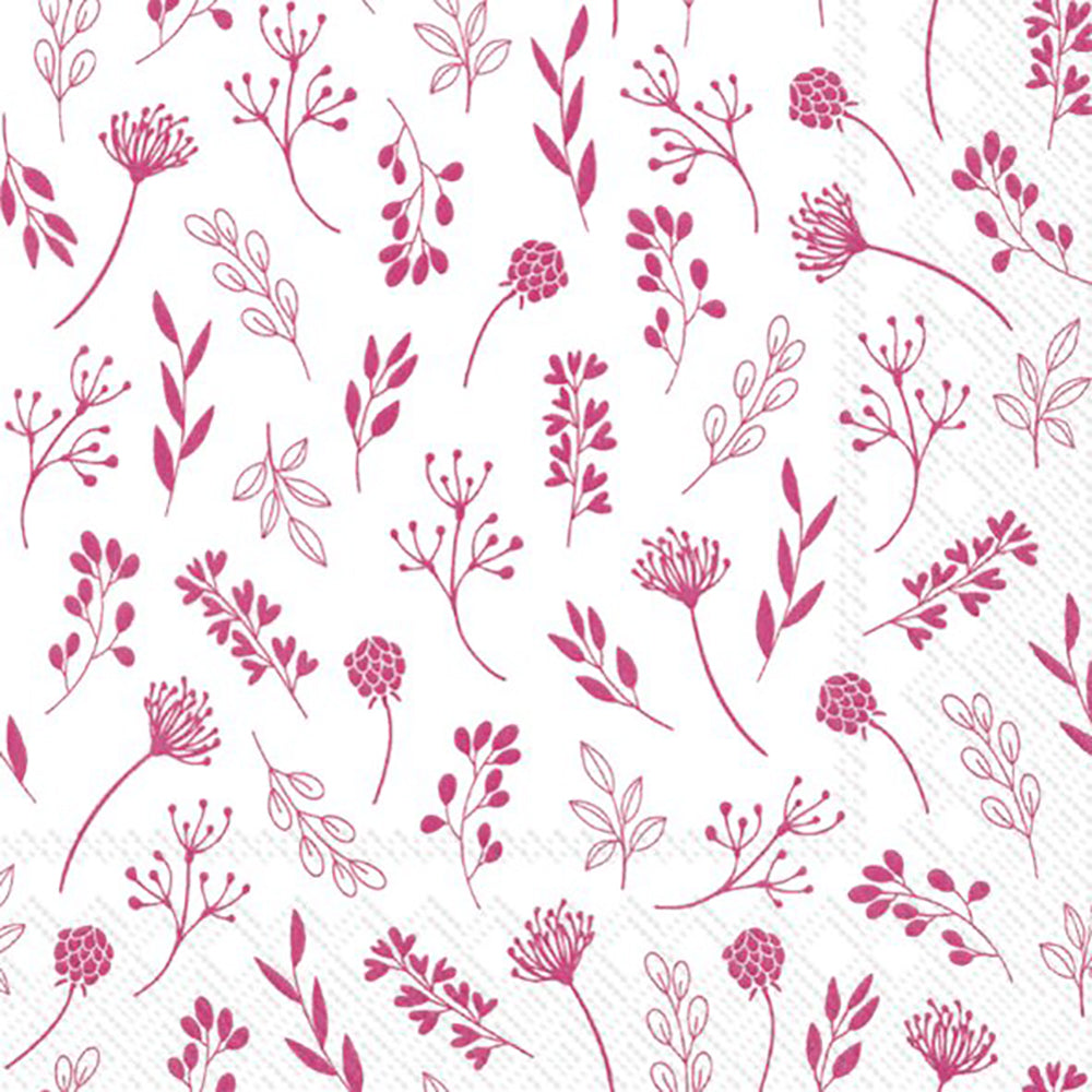 TILDA White Pink Floral IHR Paper Lunch Napkins 33 cm sq 3 ply 20 pack