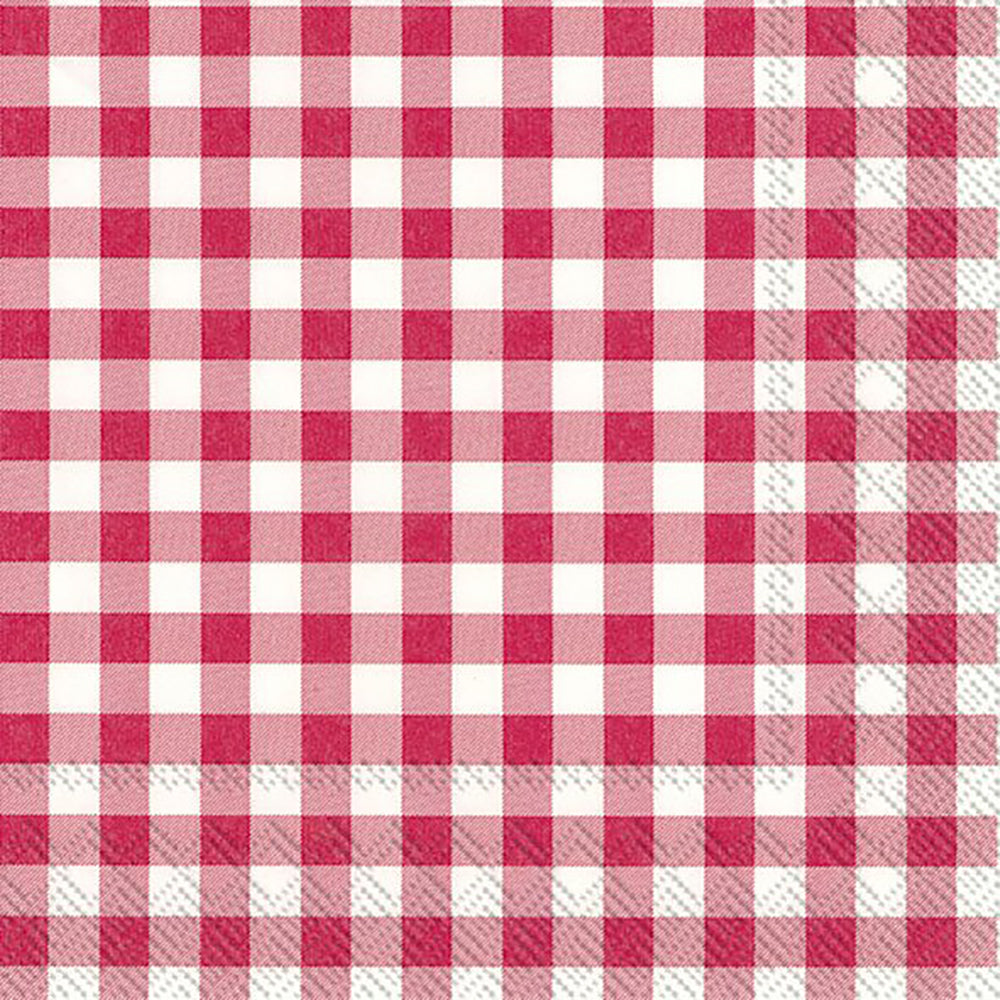 TAVERNA Red White Checked IHR Paper Lunch Napkins 33 cm sq 3 ply 20 packc