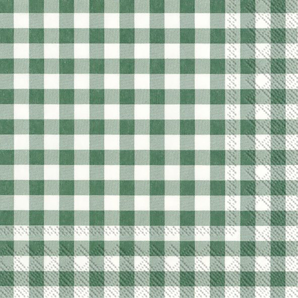 TAVERNA Green White Checked IHR Paper Lunch Napkins 33 cm sq 3 ply 20 packc