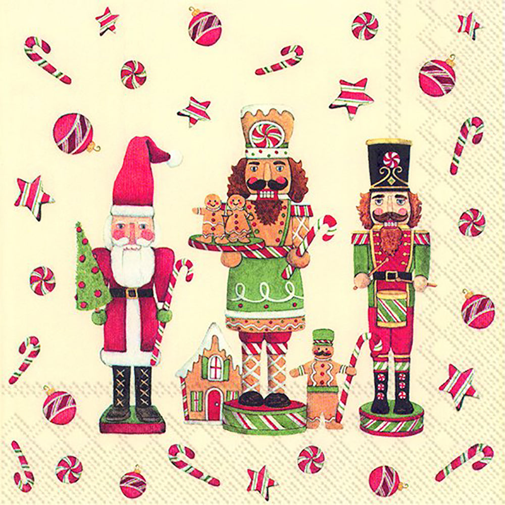 FRIENDLY CHRISTMAS TOY Cream Nutcracker Christmas IHR Paper Lunch Napkins 33 cm sq 3 ply 20 pack
