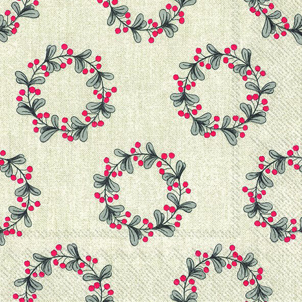 LITTLE GARLANDS Grey Berries IHR Paper Lunch Napkins 33 cm sq 3 ply 20 pack