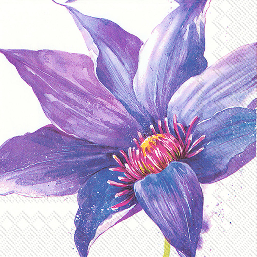 CLEA Purple Flower IHR Paper Lunch Napkins 33 cm sq 3 ply 20 pack