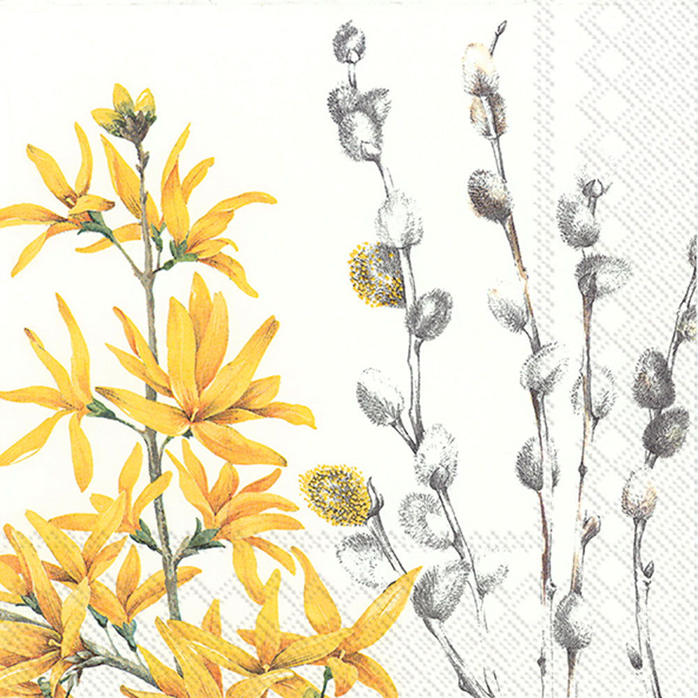 YELLOW SPRING TIME Flowers IHR Paper Lunch Napkins 33 cm sq 3 ply 20 pack