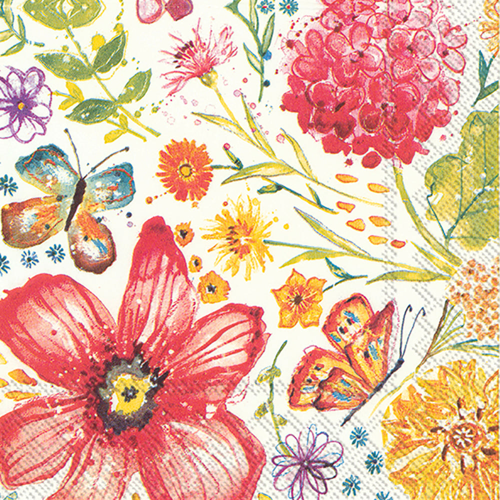 FUNNY RED FLOWER Butterflies IHR Paper Lunch Napkins 33 cm sq 3 ply 20 pack