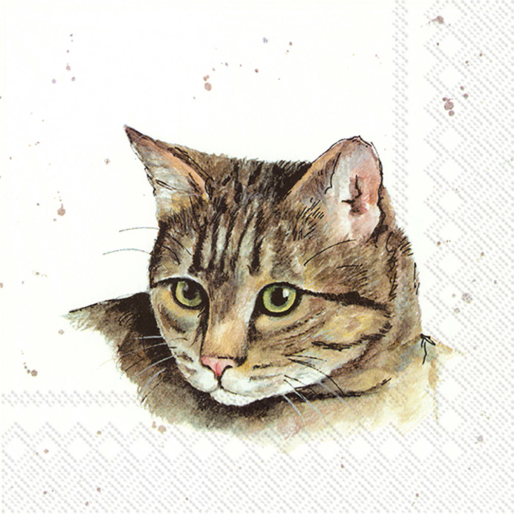 FARMFRIENDS "CAT" White IHR Paper Lunch Napkins 33 cm sq 3 ply 20 pack