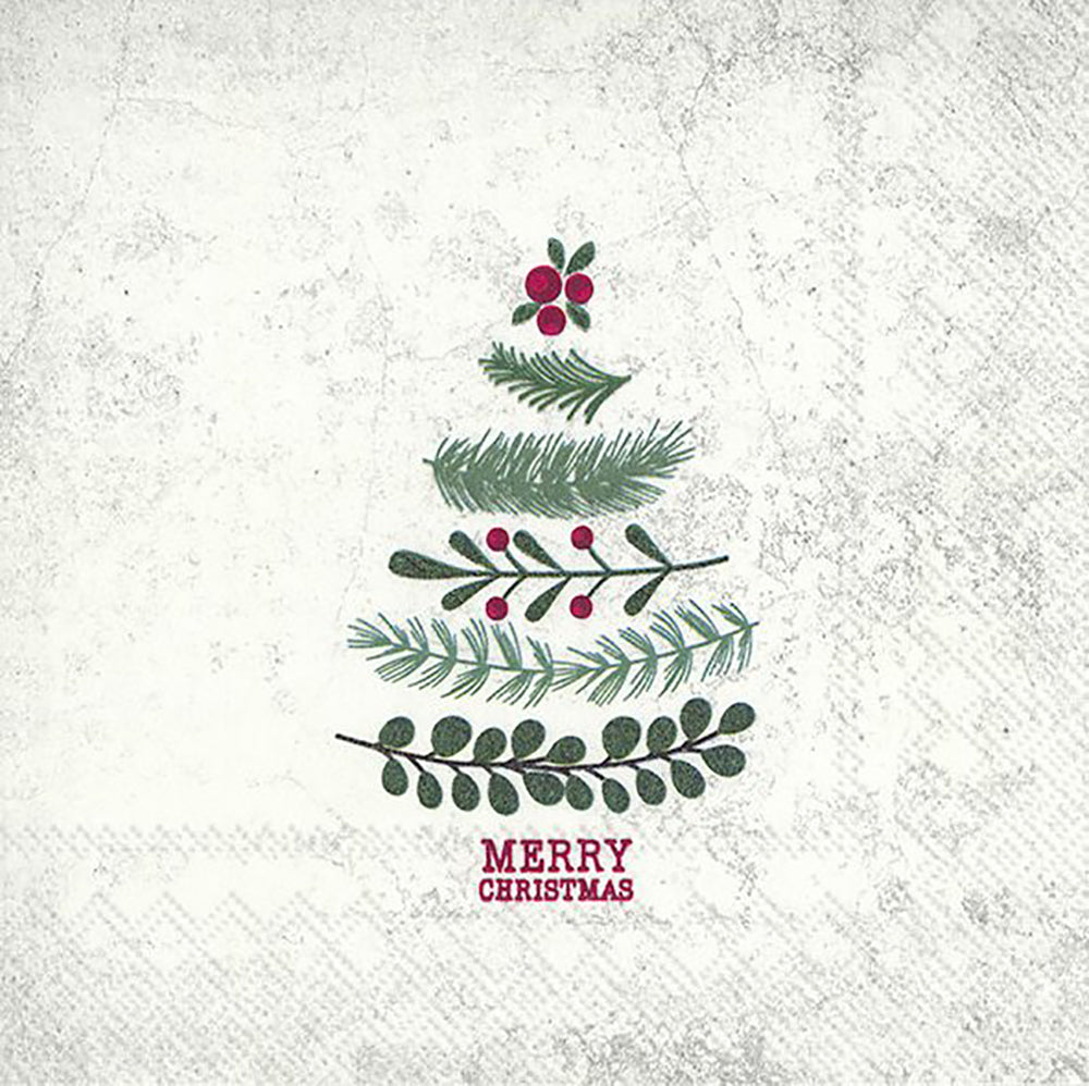 Natural Christmas Tree Leaves Berries IHR Paper Lunch Napkins 33 cm sq 3 ply 20 pack