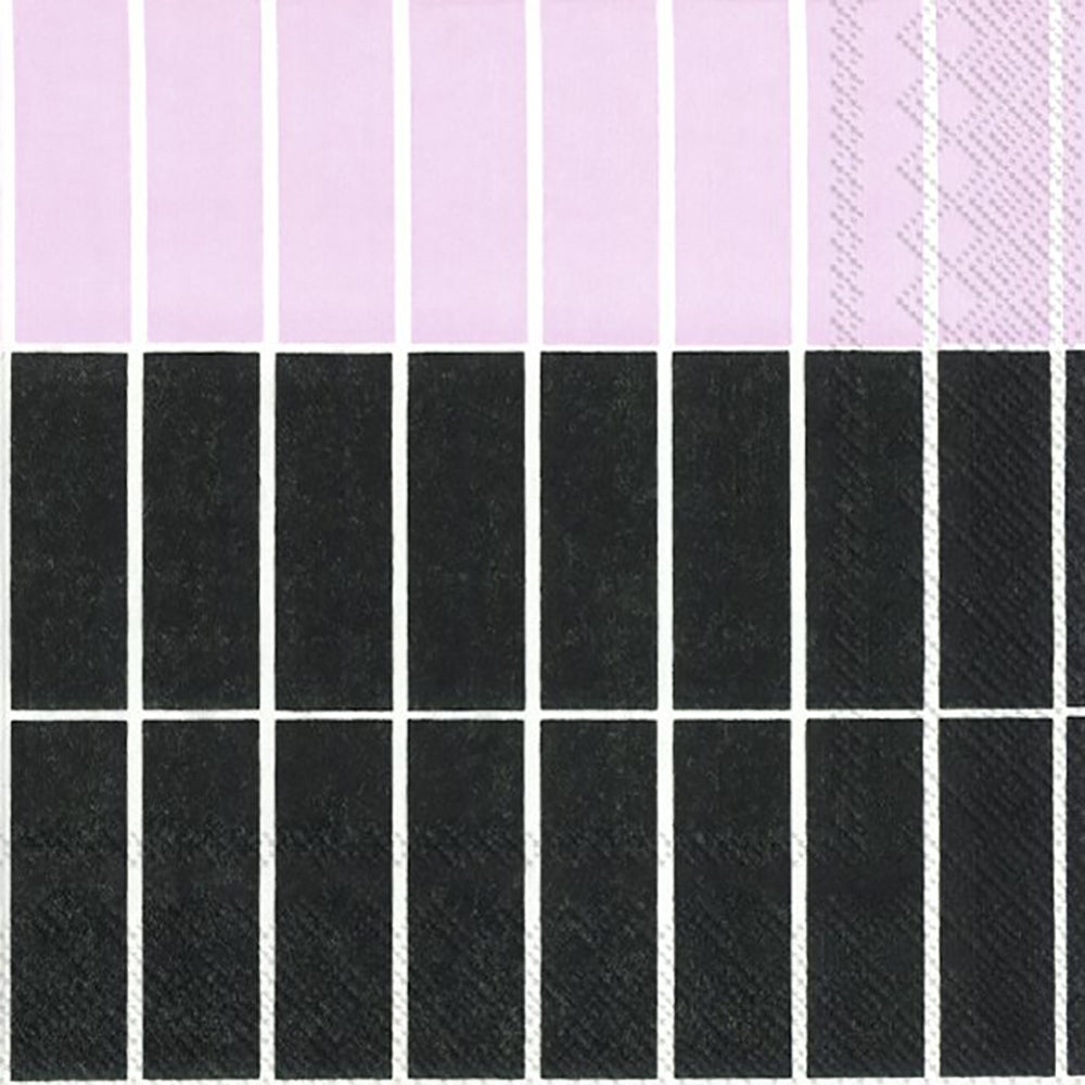 Marimekko TIILISKIVI RAITA Black Rose Check IHR Paper Lunch Napkins 33 cm sq 3 ply 20 pack