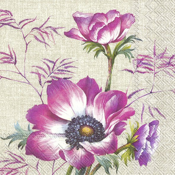AVA Linen Pink Purple Flowers IHR Paper Lunch Napkins 33 cm sq 3 ply 20 pack