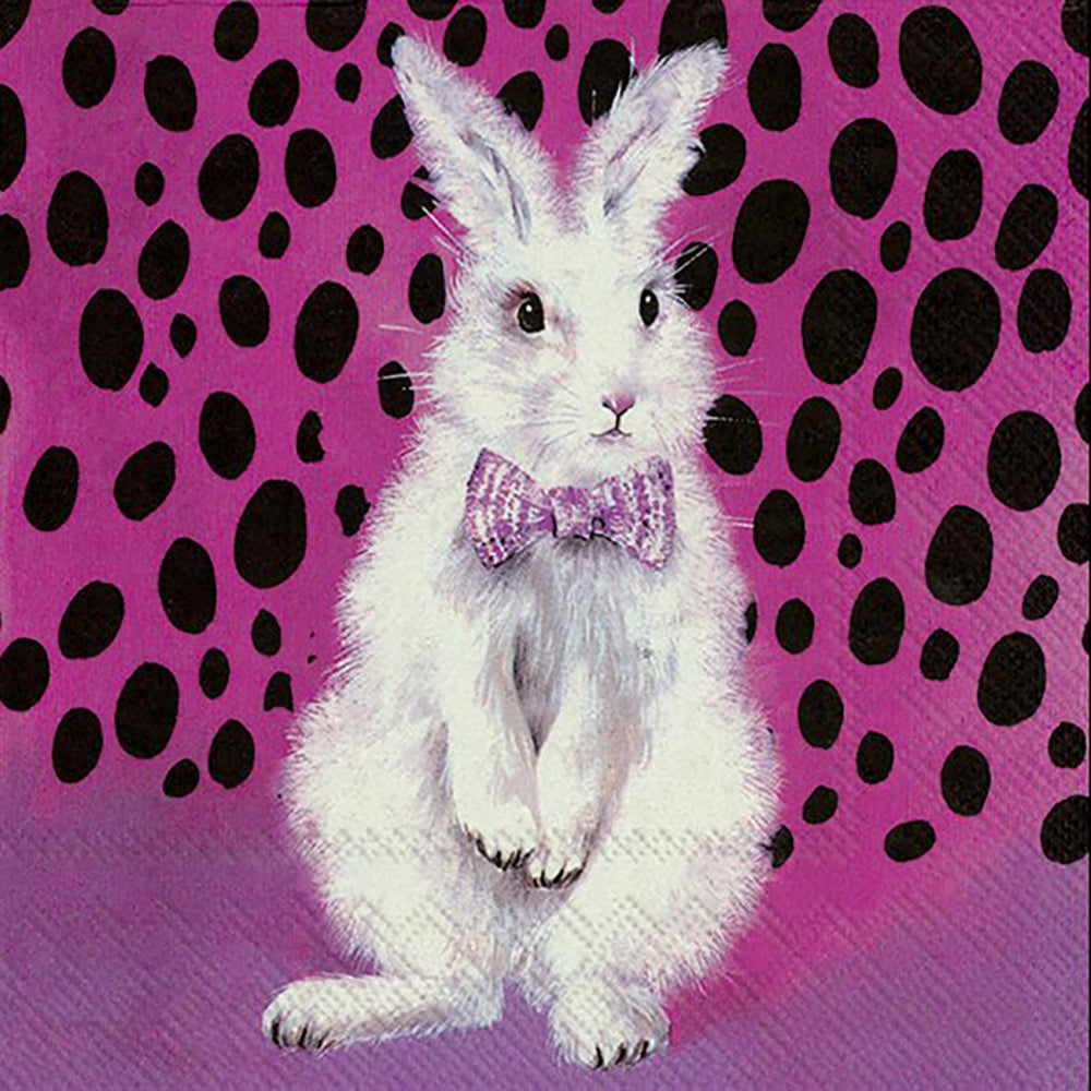 Bad Hair Bunny Pink Rabbit IHR Paper Lunch Napkins 33 cm sq 3 ply 20 pack